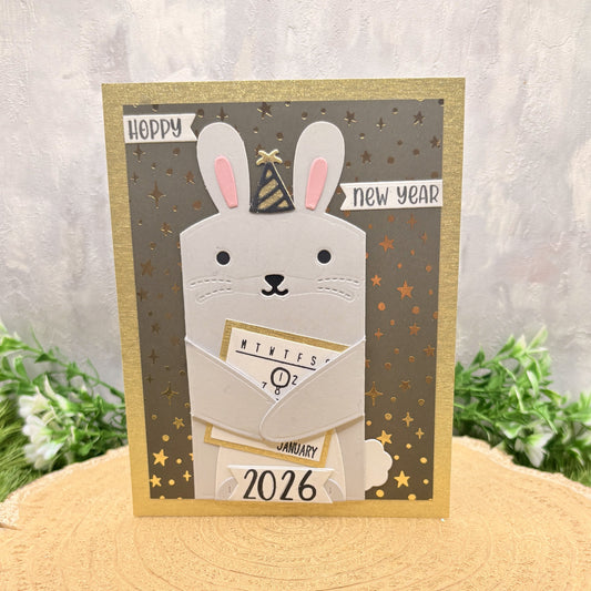 Hoppy New Year 2026 Handmade New Year Card