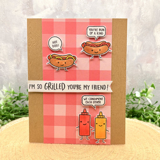 Hot Dog Themed Funny Friend Handmade Card