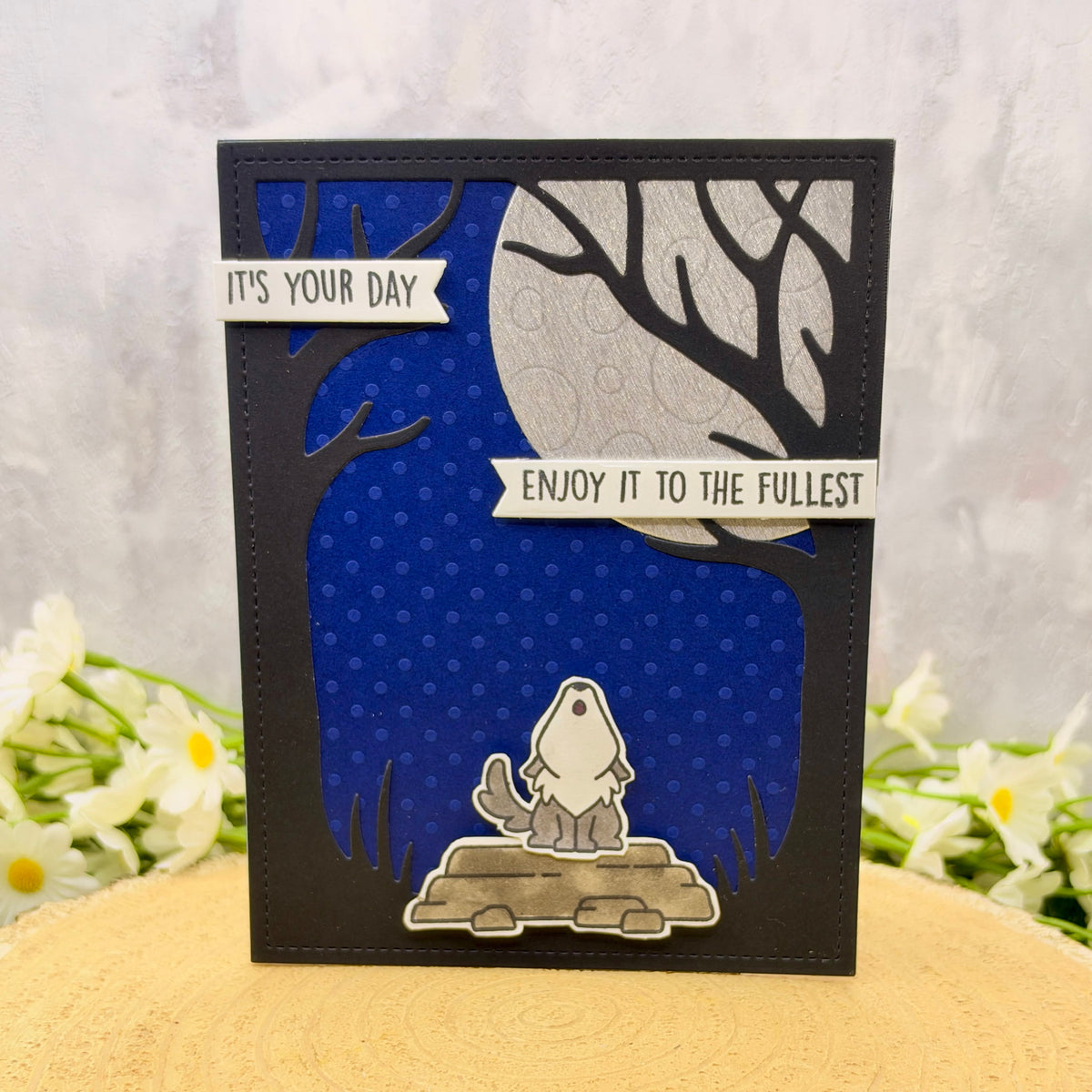 Howling Wolf Handmade Birthday Card