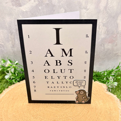 ‘Totally Crazy In Love’ Eye Test Pun Handmade Valentine's Day Card-1