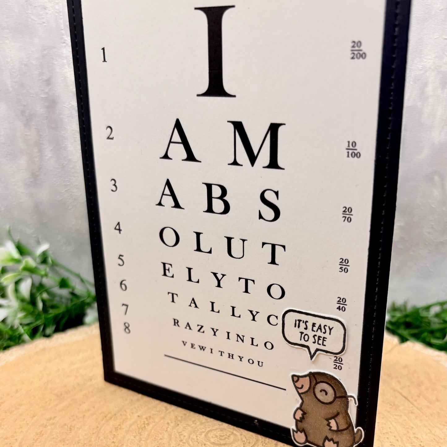 ‘Totally Crazy In Love’ Eye Test Pun Handmade Valentine's Day Card-2