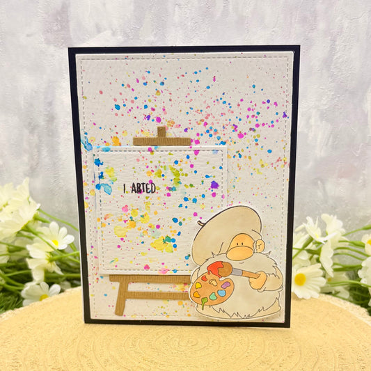 'I Arted' Watercolour Splash Handmade Card