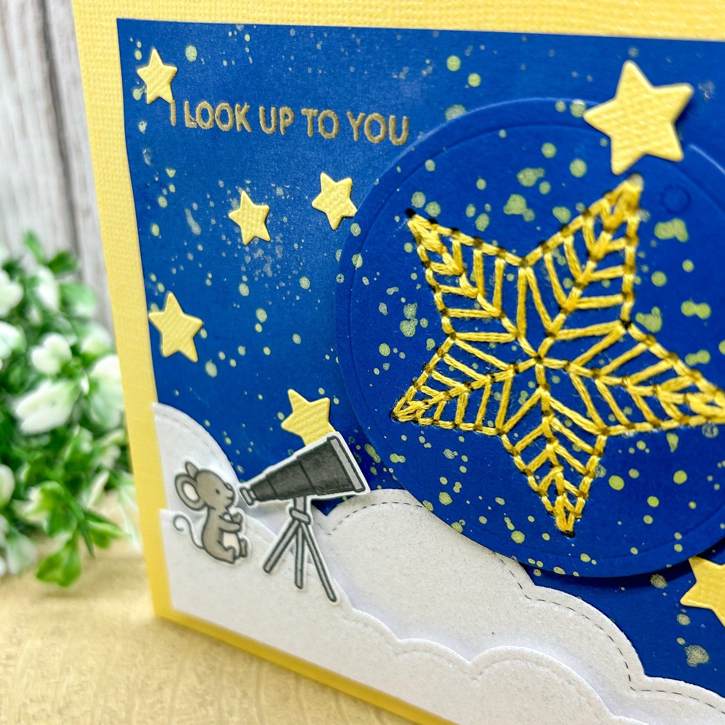 I Look Up To You Mouse Star Scene Handmade Card