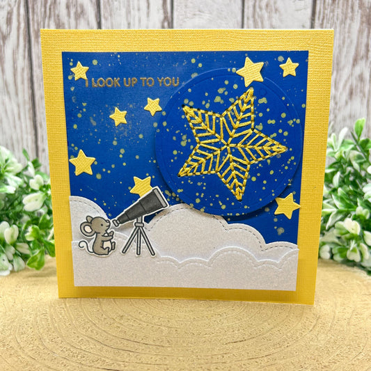 I Look Up To You Mouse Star Scene Handmade Card