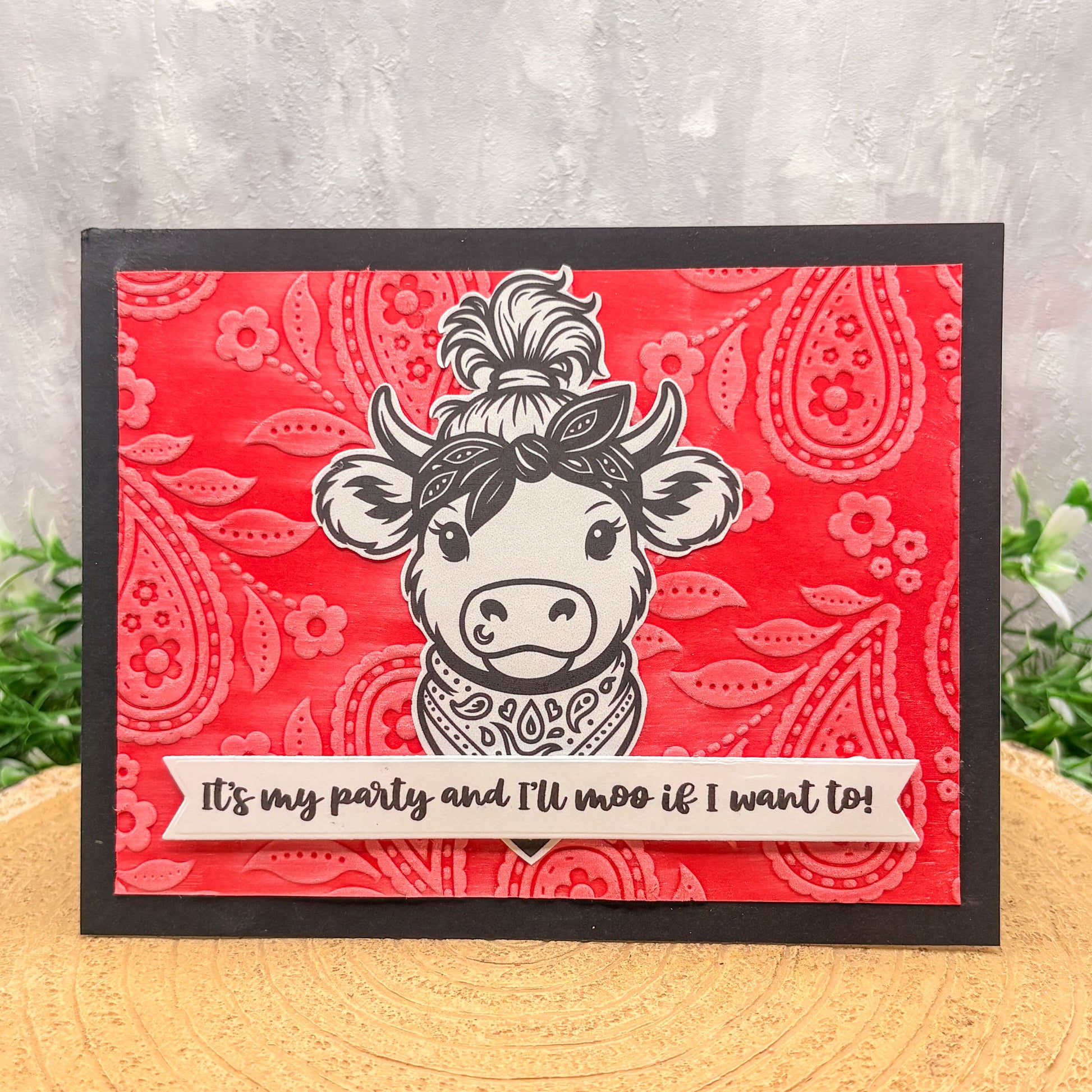 It's My Party Funny Cow Pun Handmade Birthday Card