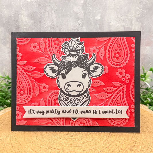 It's My Party Funny Cow Pun Handmade Birthday Card