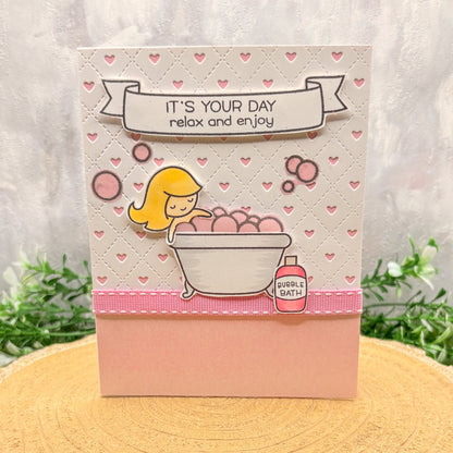 It's Your Day, Relax Bubble Bath Handmade Birthday Card