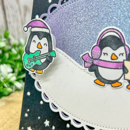 Jingle Bell Rocks Penguins Handmade Christmas Card-2