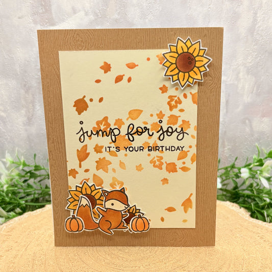 Jump For Joy Autumn Theme Handmade Birthday Card