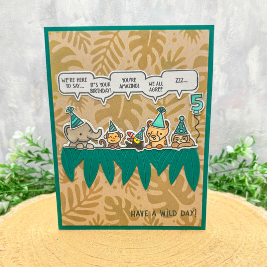 Jungle Animals Funny Quotes Handmade 5th Birthday Card