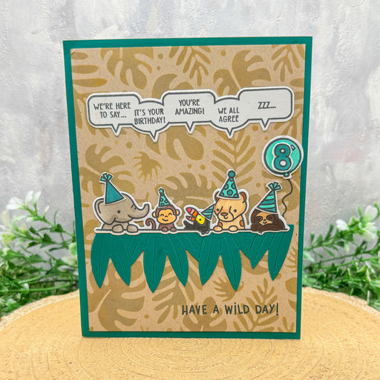 Jungle Animals Funny Quotes Handmade 8th Birthday Gift Card Holder Card