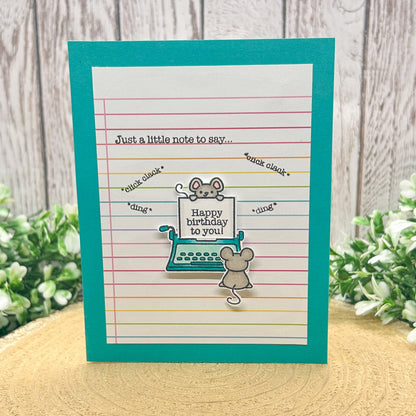 Jut A Little Note Typewriter Mice Handmade Birthday Card