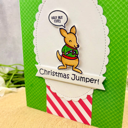 Kangaroo In Christmas Jumper Handmade Christmas Card-2