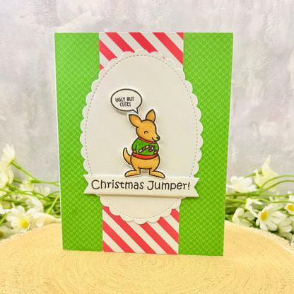 Kangaroo In Christmas Jumper Handmade Christmas Card