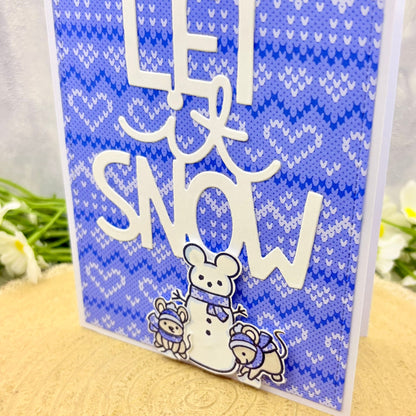 Let It Snow Blue Jumper Design Handmade Christmas Card-2