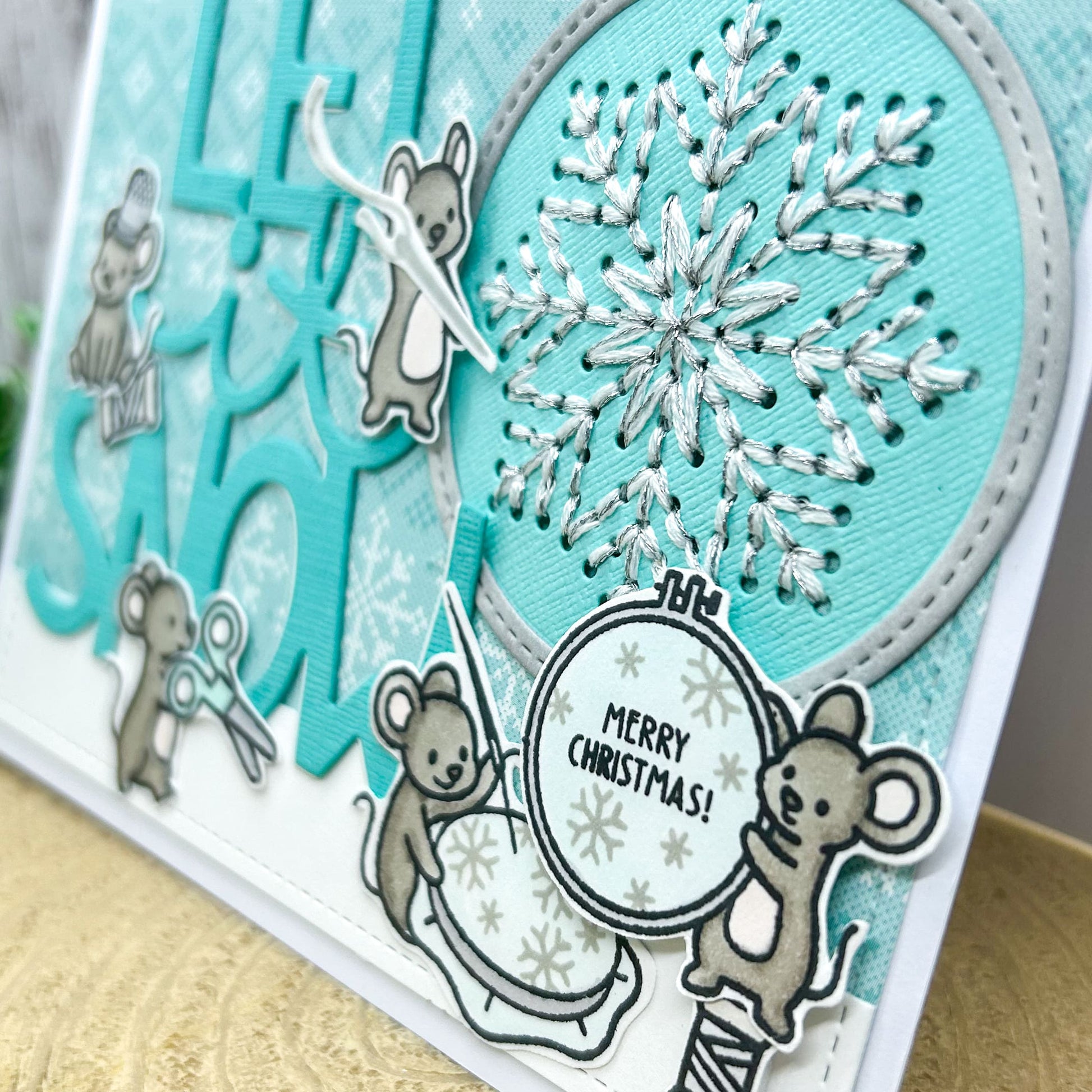 Let It Snow Cross Stitched Handmade Christmas Card-2
