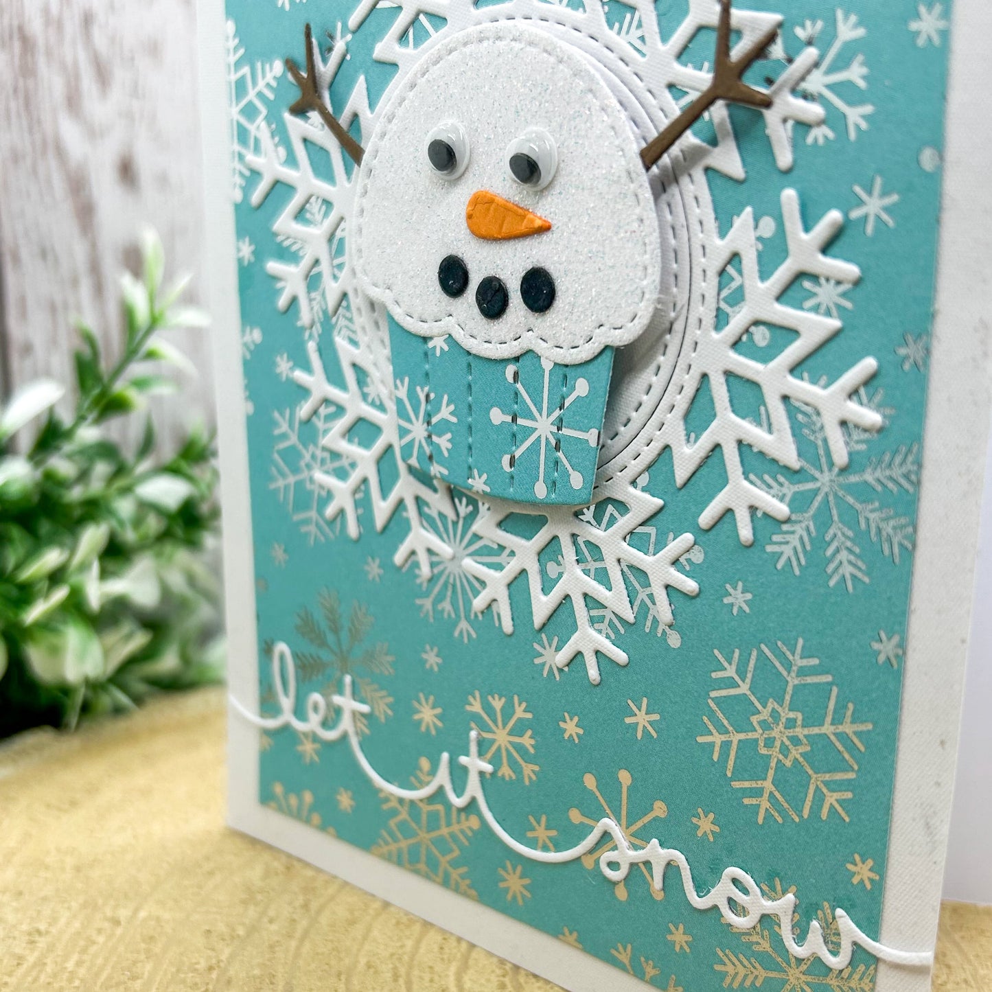 Let It Snow Cupcake Snowman Handmade Christmas Card