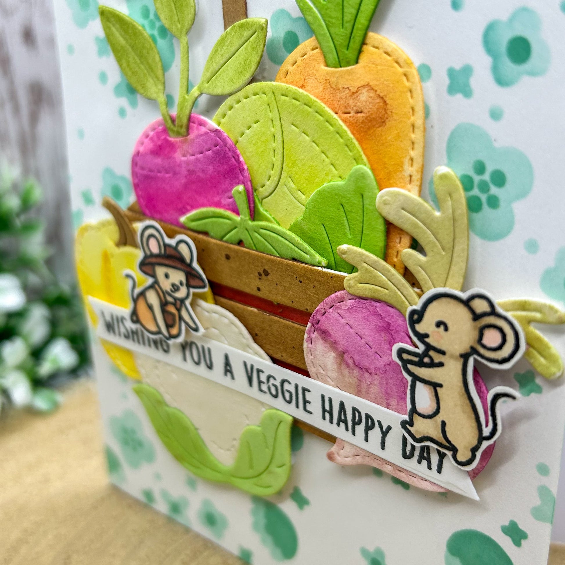 Lettuce Celebrate Veggie Basket Handmade Birthday Card-2