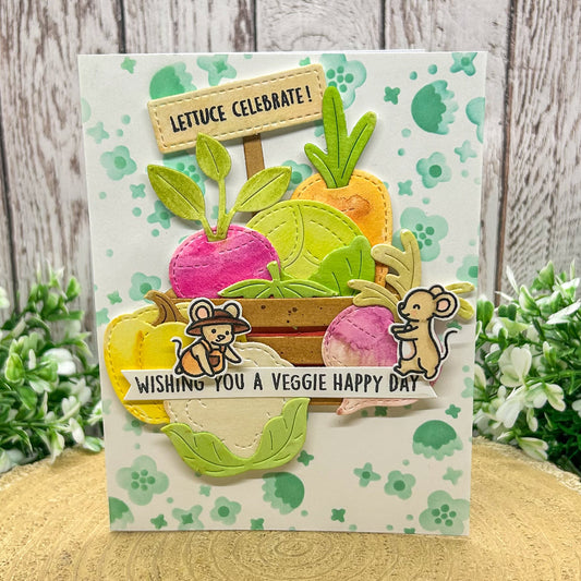 Lettuce Celebrate Veggie Basket Handmade Birthday Card
