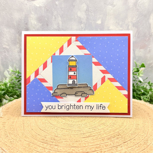 Lighthouse You Brighten My Life Handmade Card