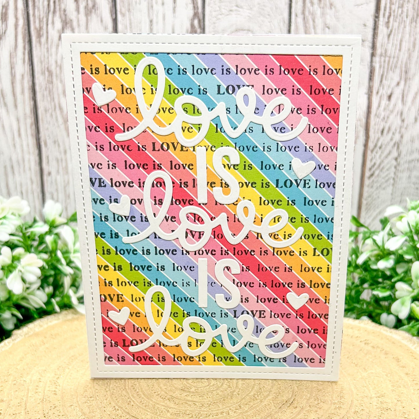 Love Is Love Rainbow Coloured Handmade Card