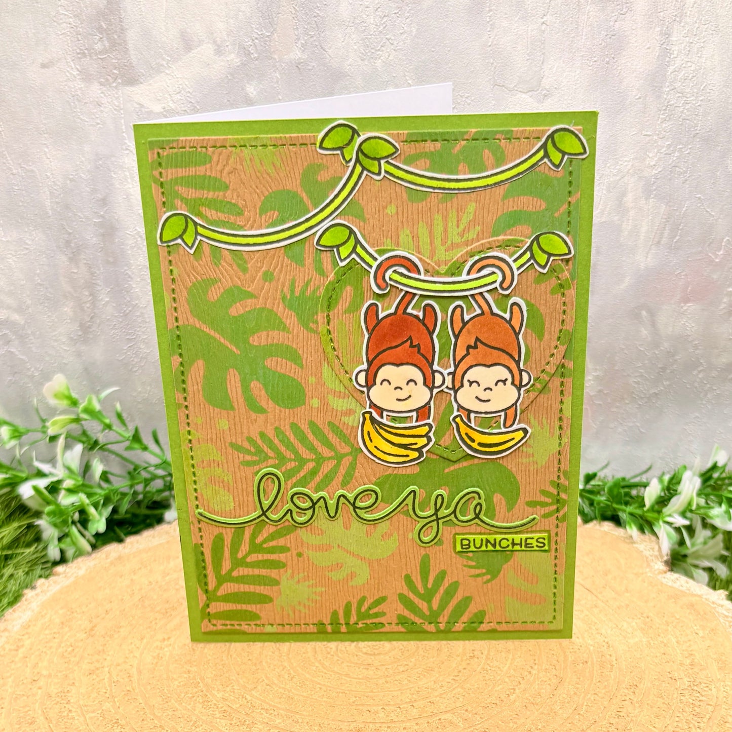 Love Ya Bunches Monkeys Handmade Card-1