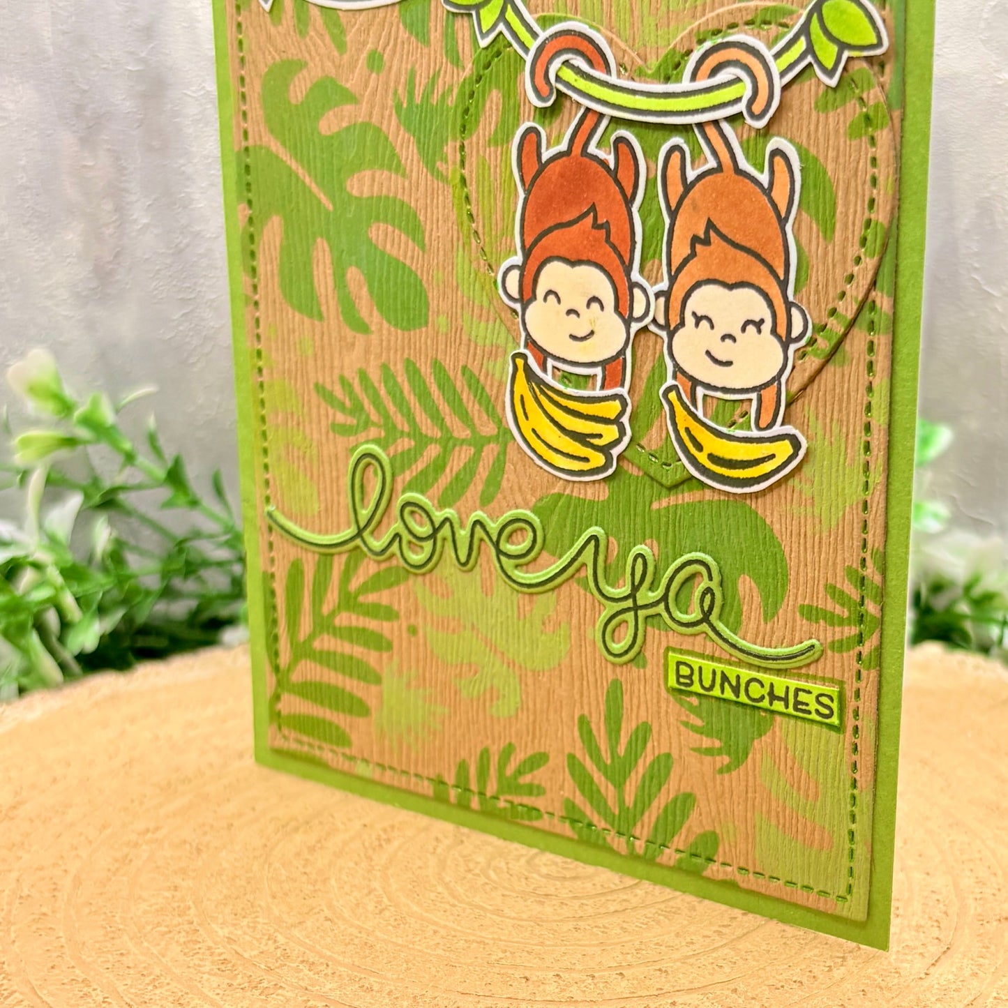 Love Ya Bunches Monkeys Handmade Card-2