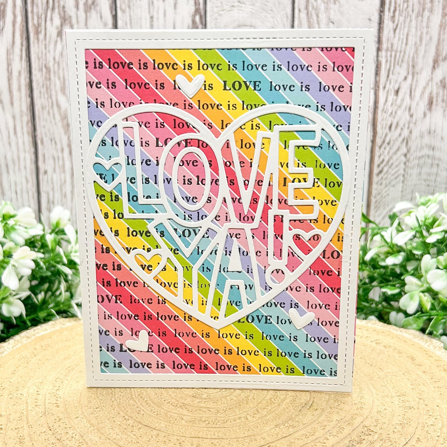 Love Ya Rainbow Coloured Handmade Card