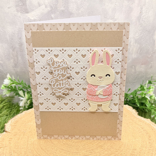 Love You A Latte Cute Bunny Handmade Card (2 designs available)