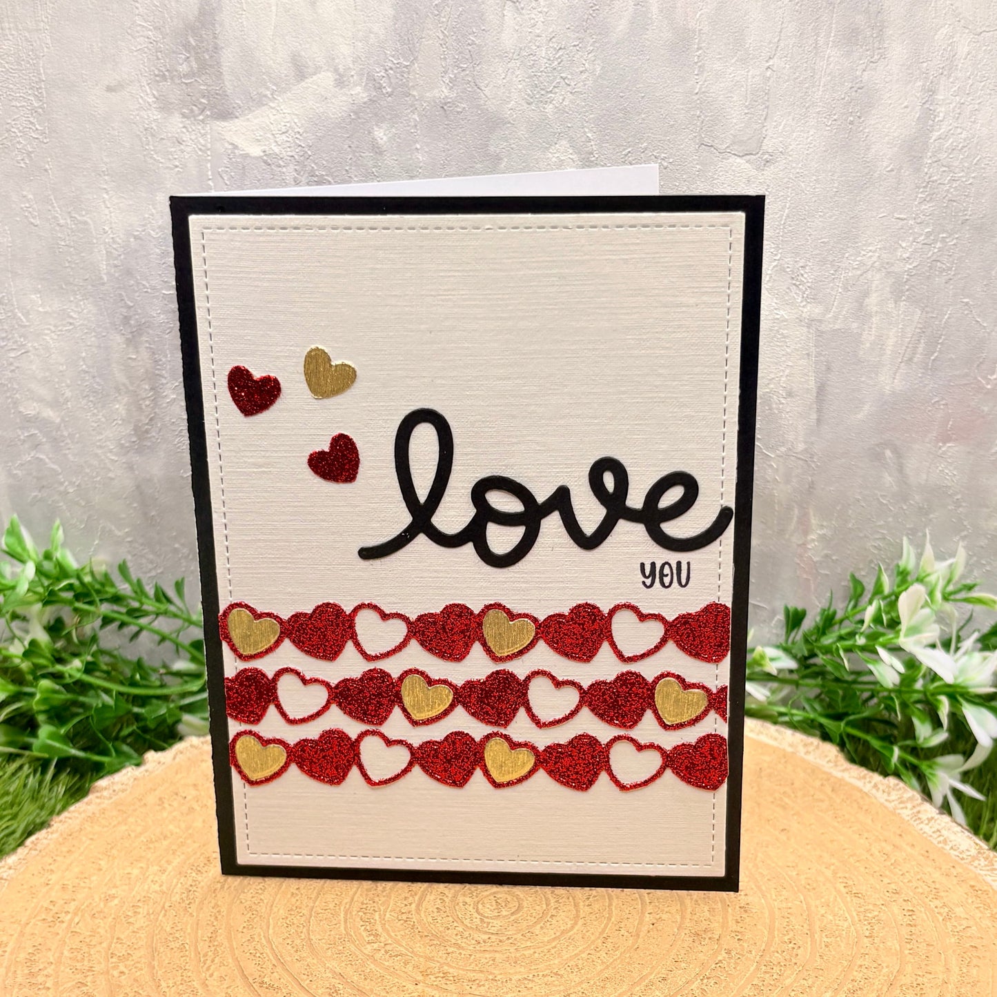 Love You Hearts Handmade Card-1