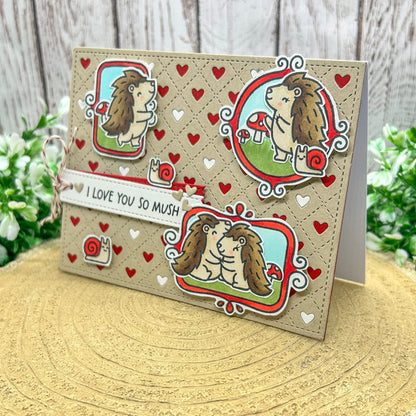 Love You So Mush Hedgehogs & Snails Handmade Valentine's Day Card-1