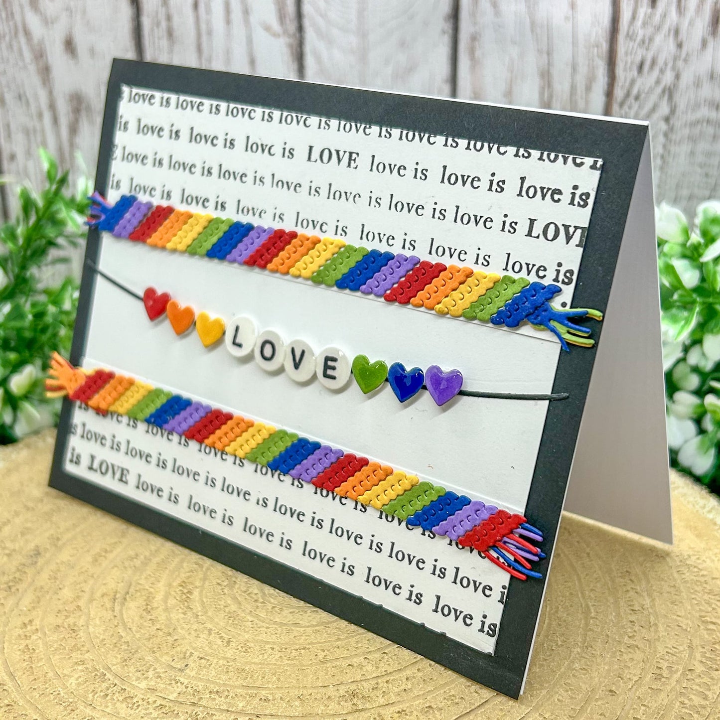 Love is Love Friendship Bracelet PRIDE LGBT Handmade Card-1