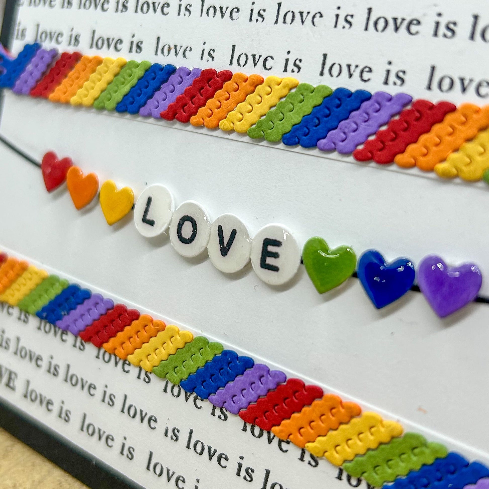 Love is Love Friendship Bracelet PRIDE LGBT Handmade Card-2