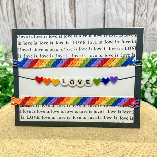 Love is Love Friendship Bracelet PRIDE LGBT Handmade Card