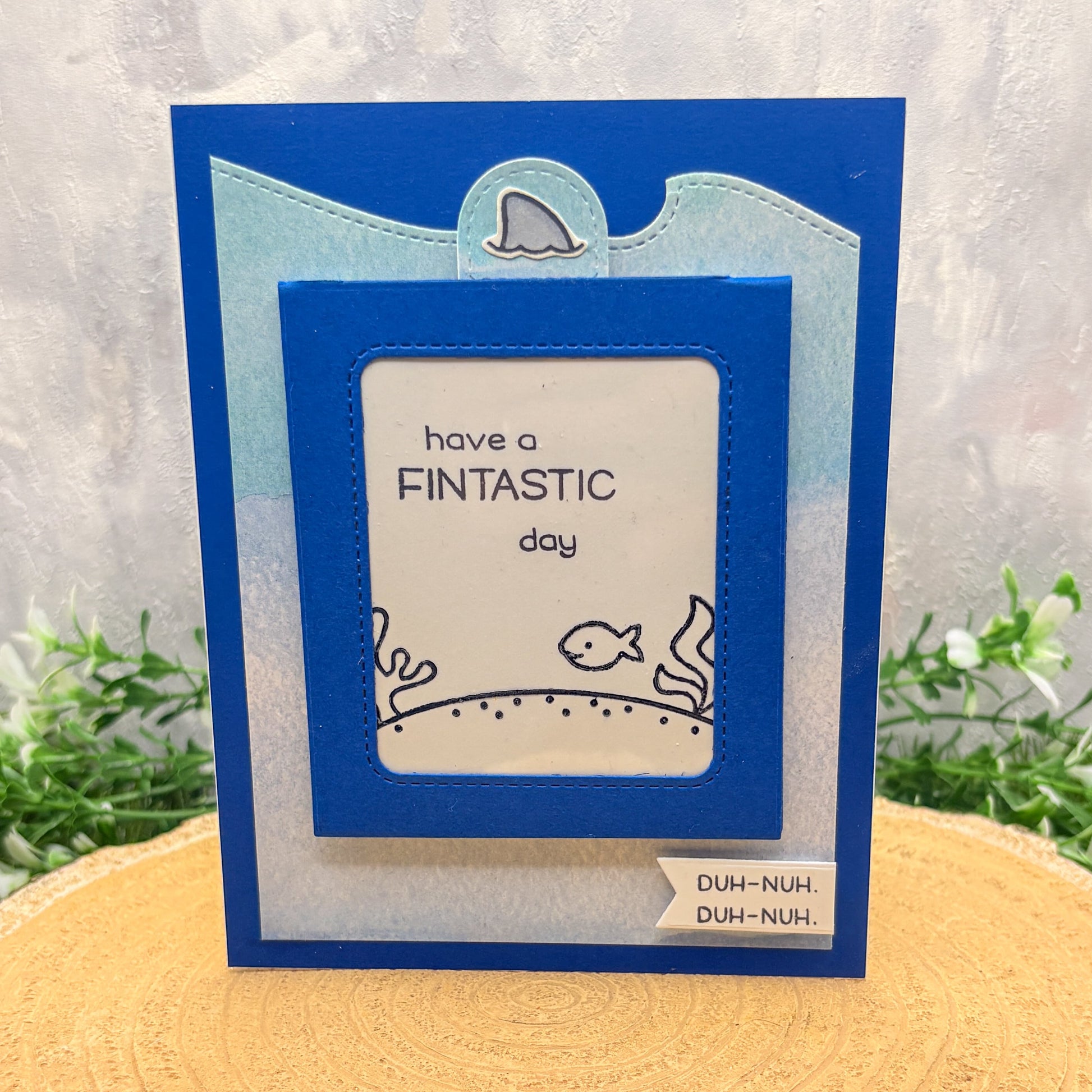 Magic Image Reveal Fintastic Shark Handmade Birthday Card