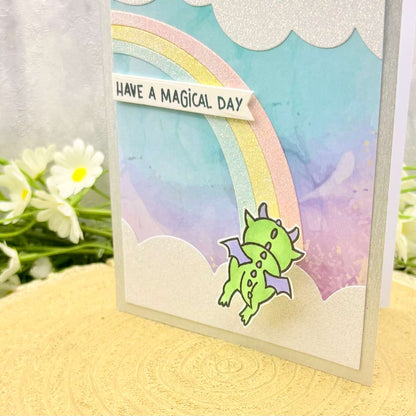 Magical Dragon & Rainbow Handmade Birthday Card-2