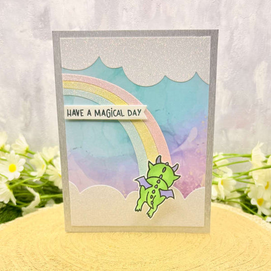 Magical Dragon & Rainbow Handmade Birthday Card