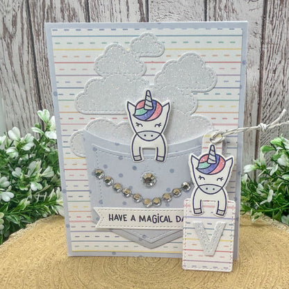 Magical Unicorn Handmade Birthday Card & Bookmark