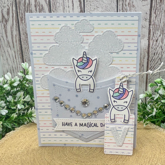 Magical Unicorn Handmade Birthday Card & Bookmark