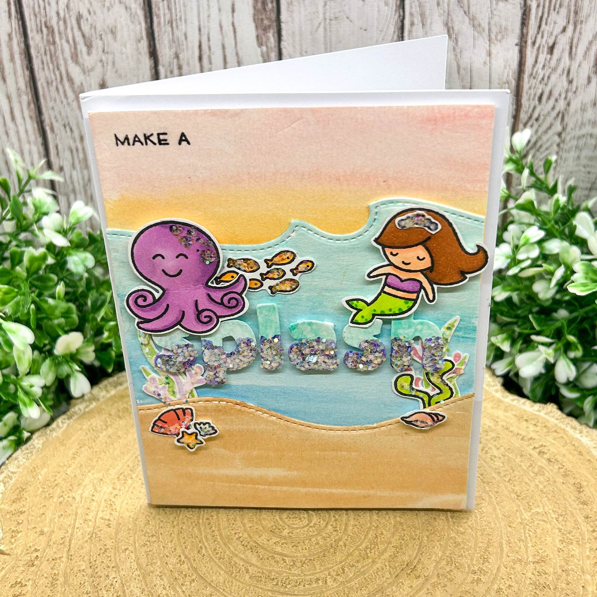 Make A Splash Mermaid & Octopus Handmade Card-1