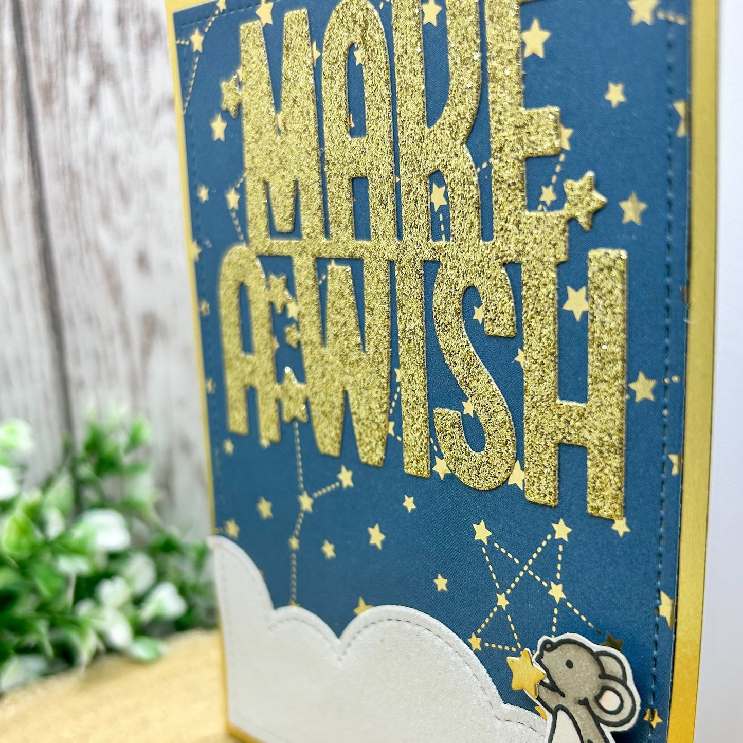 Make A Wish Cute Mouse Starry Night Handmade Card-2