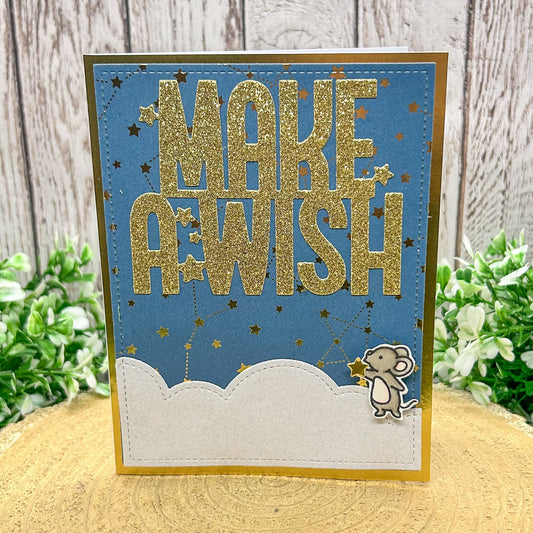 Make A Wish Cute Mouse Starry Night Handmade Card