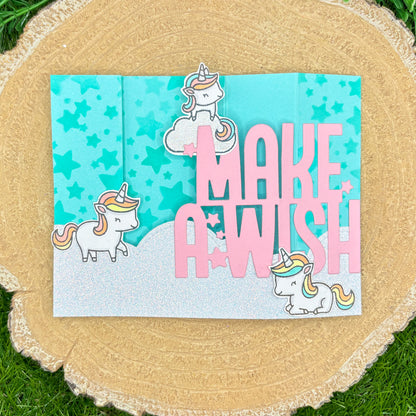 Make A Wish Unicorns Standing Handmade Birthday Card-3