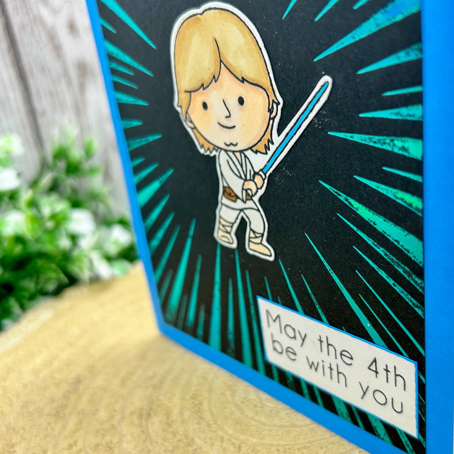 May The 4th Be With You Luke Skywalker Star Wars Blue Handmade Card-2