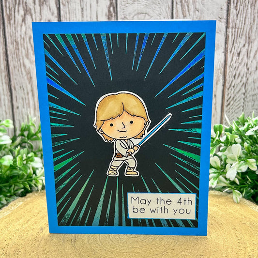 May The 4th Be With You Luke Skywalker Star Wars Blue Handmade Card