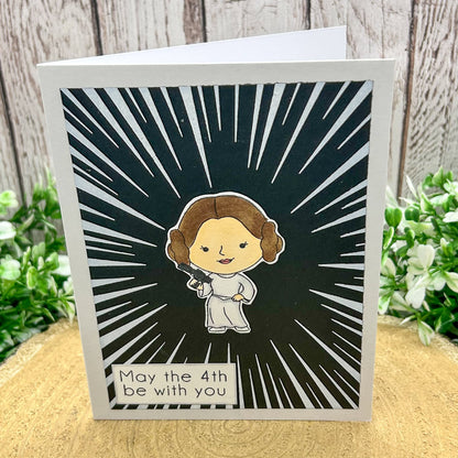 May The 4th Be With You Princess Leia Star Wars Handmade Card-1