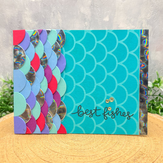 Mermaid Scales Best Fishes Handmade Birthday Card