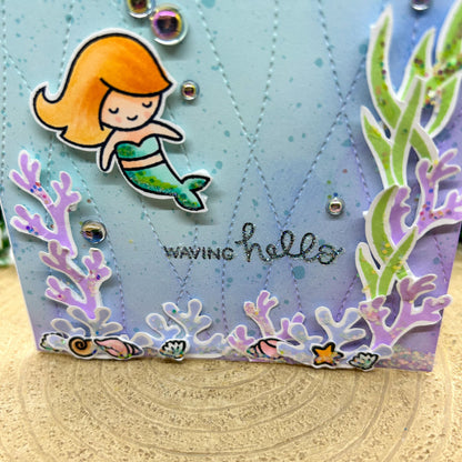 Mermaid Waving Hello Handmade Birthday Card-2
