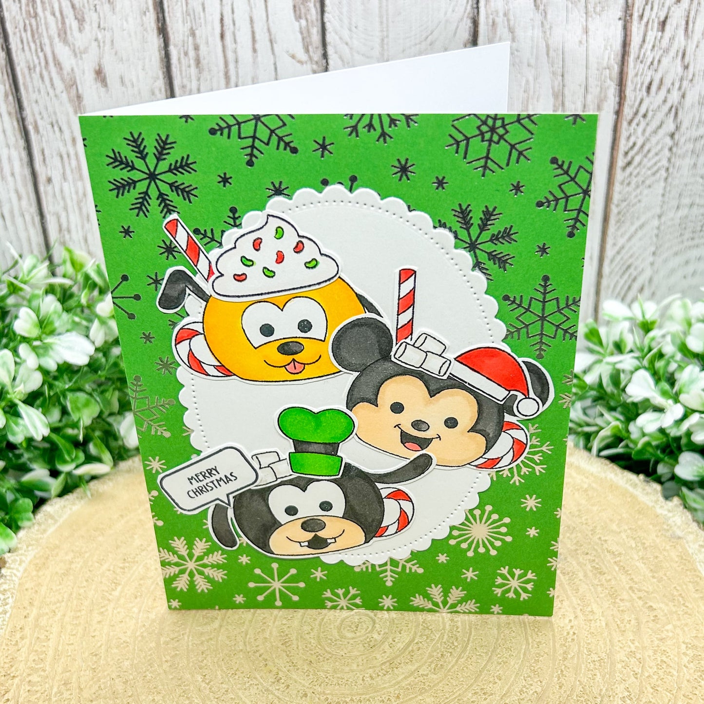 Merry Christmas Cartoon Trio Handmade Christmas Card-1