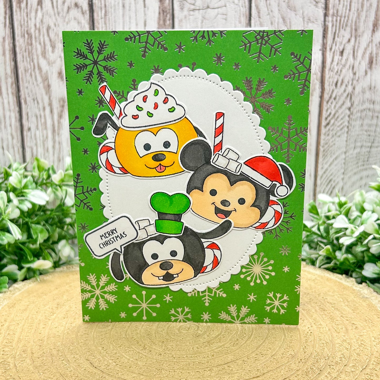 Merry Christmas Cartoon Trio Handmade Christmas Card